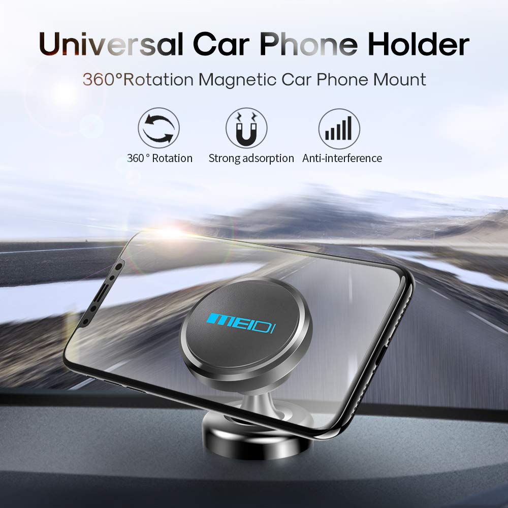 360 degree magnetic car phone holder with smartphone