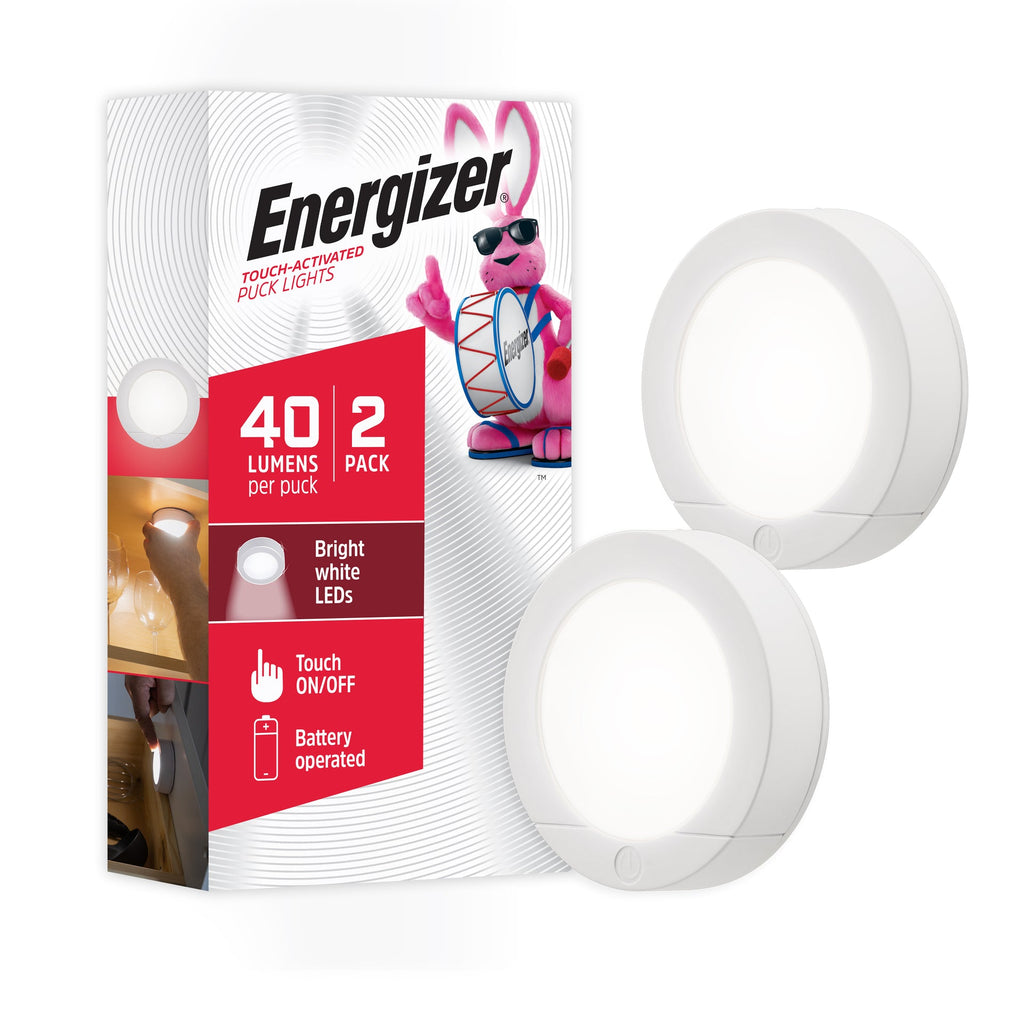 Two wireless LED puck lights with packaging