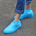 Waterproof silicone rain shoe covers in use